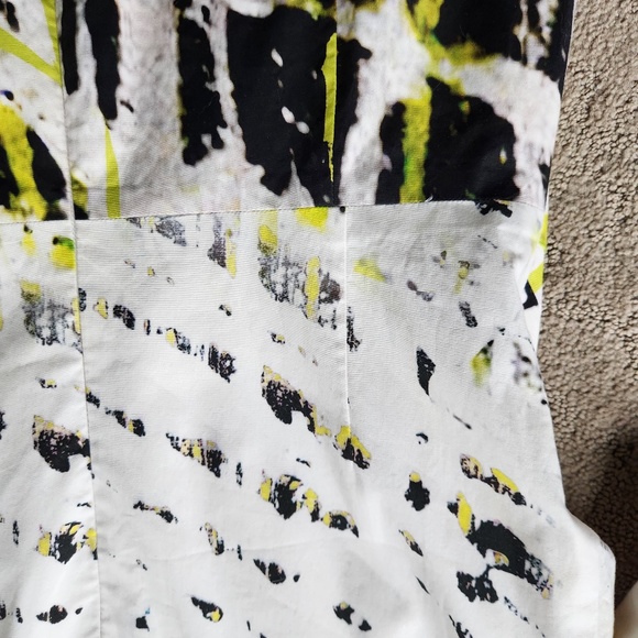 J Mendel dress, size 12, white with black and neon green print - Picture 3 of 5